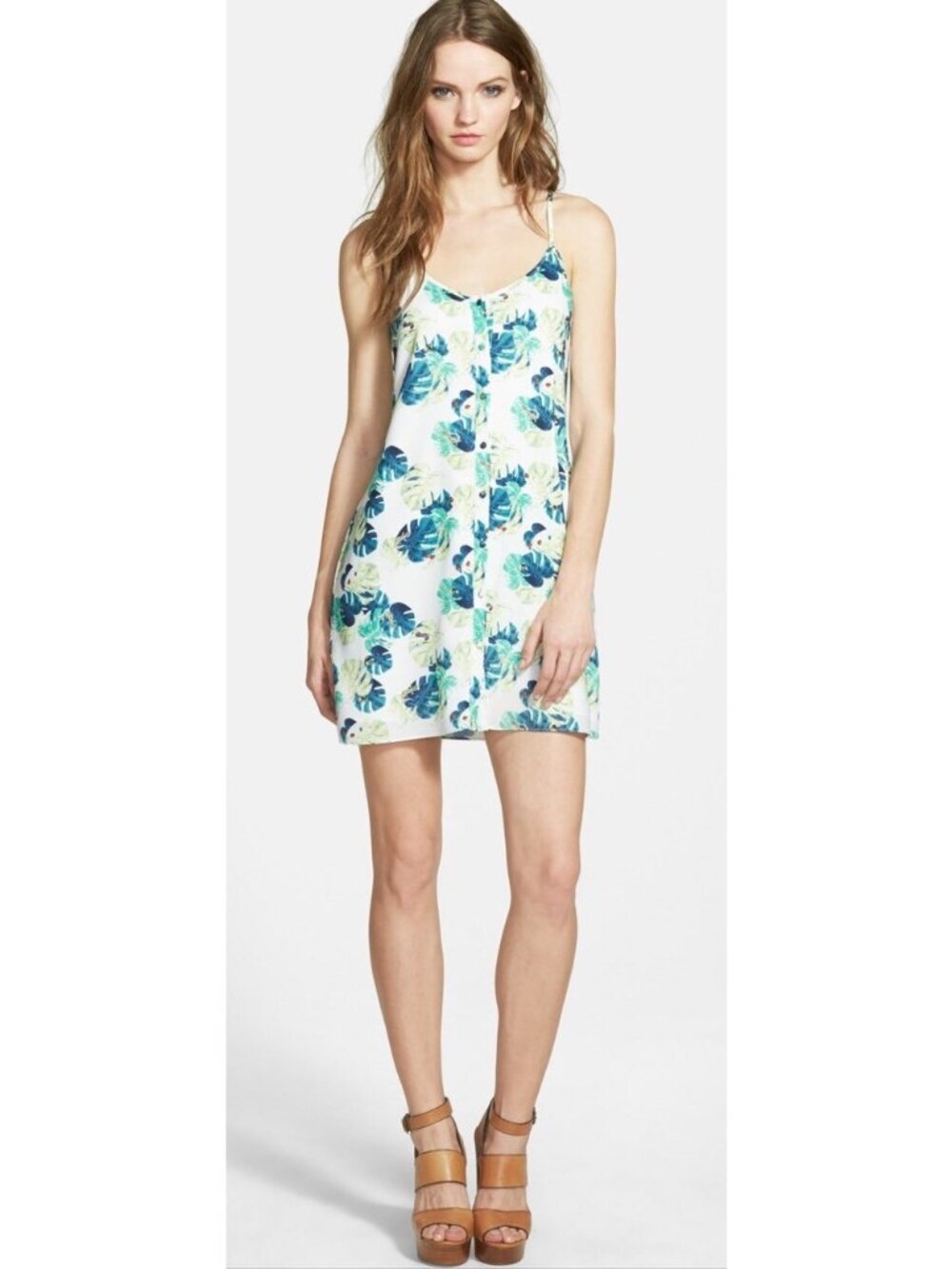 NWT Women's Whitney Eve Sleeveless White Palm Print Cami Dress Sz 6